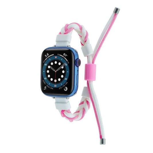 Silicone Bean Braided Cord Nylon Watch Band, For Apple Watch SE 2022 40mm, For Apple Watch 9 45mm, For Apple Watch SE 2022 44mm, For Apple Watch 9 41mm, For Apple Watch 7 41mm, For Apple Watch 7 45mm