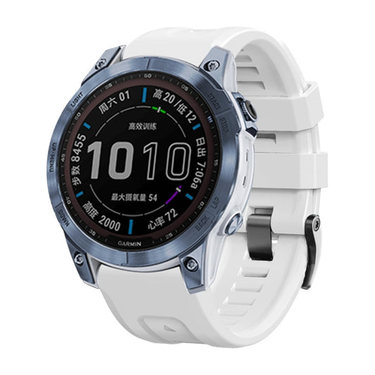 Screw Black Steel Buckle Silicone Watch Band, For Garmin Forerunner 965 / 955 / 945 / 935, For Garmin Tactix 7 Pro / Fenix 7X  / 6X Pro
