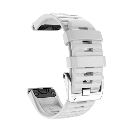 Screw Silver Steel Buckle Silicone Watch Band, For Garmin Forerunner 965 / 955 / 945 / 935, For Garmin Tactix 7 Pro / Fenix 7X / 6X Pro