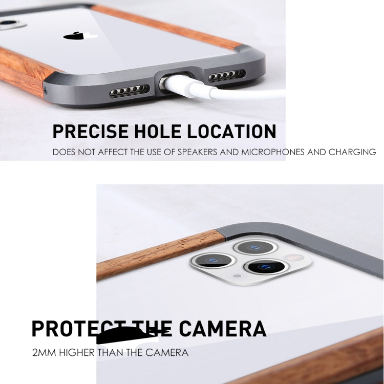 R-JUST Metal + Wood Frame Protective Case, For iPhone 11 Pro, For iPhone X / XS