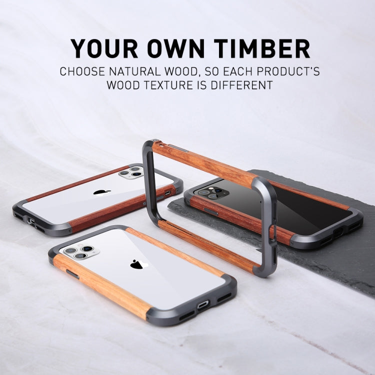 R-JUST Metal + Wood Frame Protective Case, For iPhone 11 Pro, For iPhone X / XS