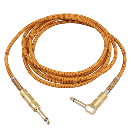 TC048GFY Gold-plating 6.35mm Male Straight to Elbow Audio Cable for Electric Guitar Drum, Length: 3m, 3m M to M Elbow