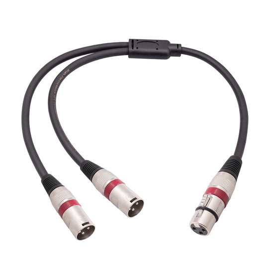 2055YMMF-05 XLR 3pin Female to Dual Male Audio Cable, Length: 50cm, XLR F to Dual M (Black+Red), XLR F to Dual M (Black+Blue), XLR F to Dual M (Black)