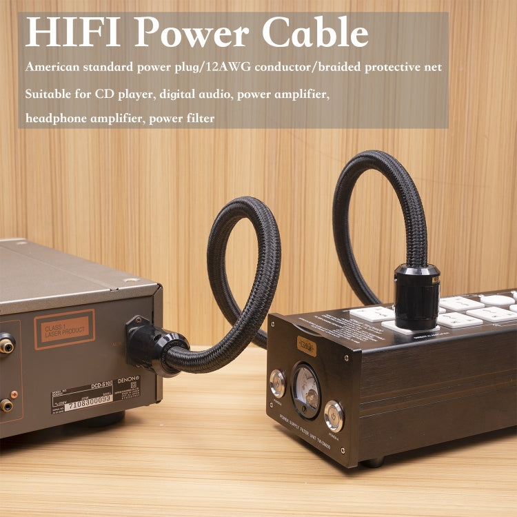 3720 HiFi Audio Universal AC Power Cable US Plug, 1m, 2m, 3m