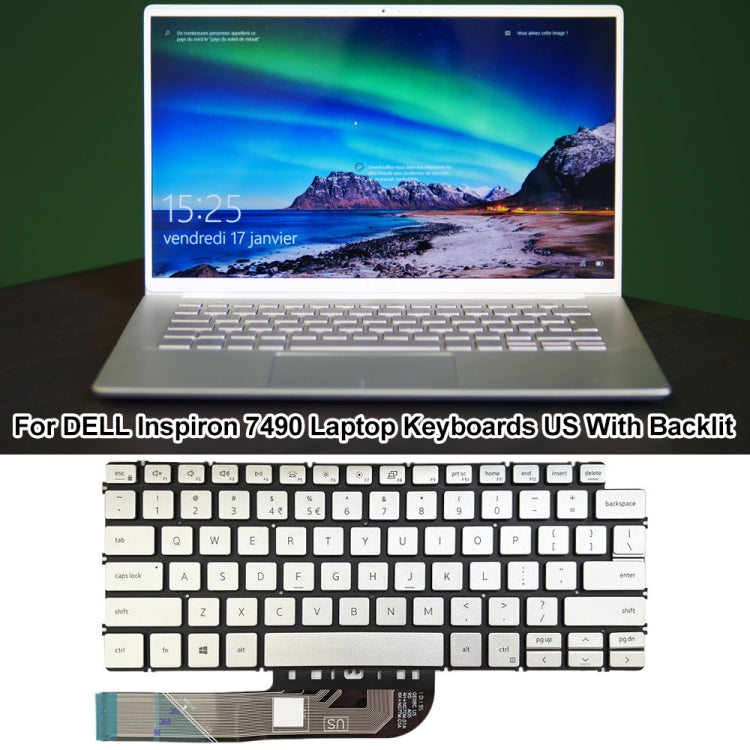 US Version Backlight Laptop Keyboard, For Dell Inspiron 7490 / Vostro 5390