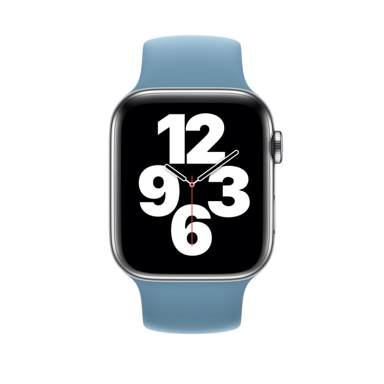 For Apple Watch Series 8&7 41mm / SE 2&6&SE&5&4 40mm / 3&2&1 38mm Solid Color Elastic Silicone Watch Band, Size:M 143mm (Aqua Blue)