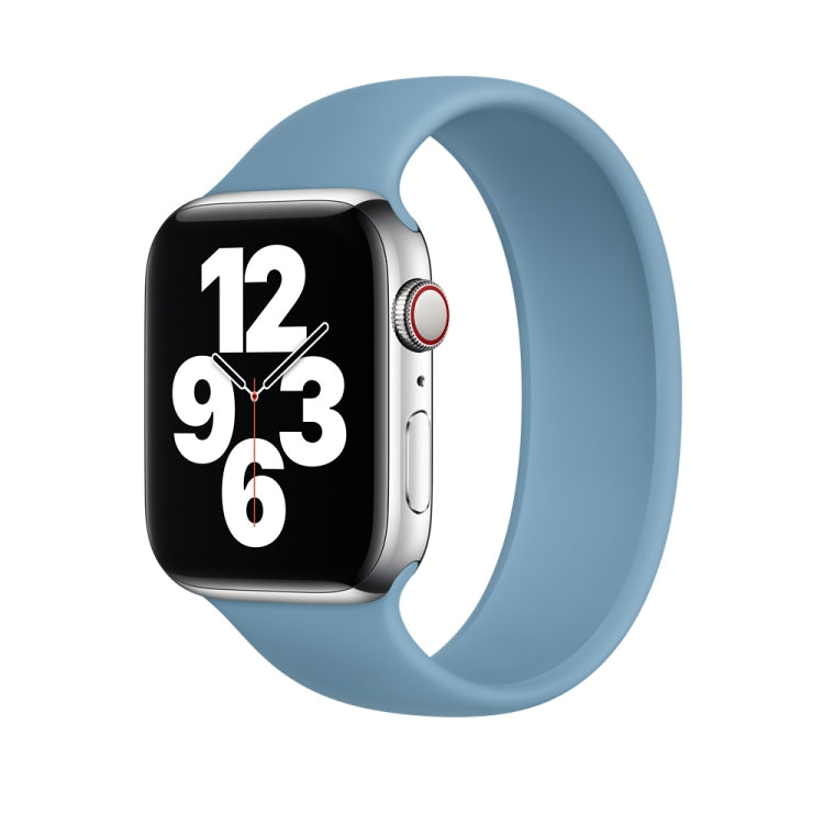 For Apple Watch Series 8&7 41mm / SE 2&6&SE&5&4 40mm / 3&2&1 38mm Solid Color Elastic Silicone Watch Band, Size:M 143mm (Aqua Blue)