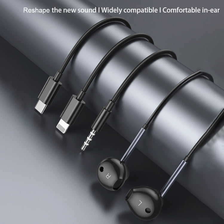 TOTU EP-3 In-Ear Wired Earphone Cable Length:1.2m, 3.5mm, 8 Pin, USB-C / Type-C