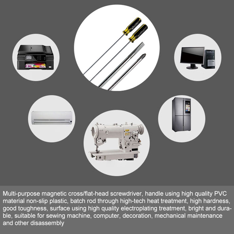 Extended Screwdriver 12 inch Cross-shaped Screwdriver Special Long Magnetic Sewing Machine Machine Repair Screwdriver, Cross, One Word