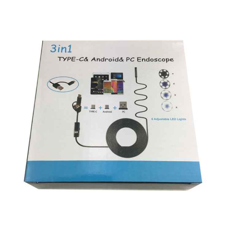 AN100 3 in 1 IP67 Waterproof USB-C / Type-C + Micro USB + USB HD Endoscope Hard Tube Inspection Camera for Parts of OTG Function Android Mobile Phone, with 6 LEDs, 5.5mm, 7mm, 8mm