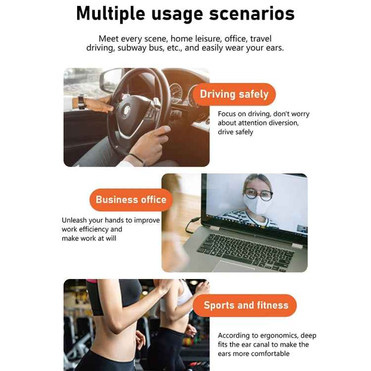 Hileo Hi8 Wireless Single Ear Hook Handsfree Call Noise Reduction In-ear Earphone