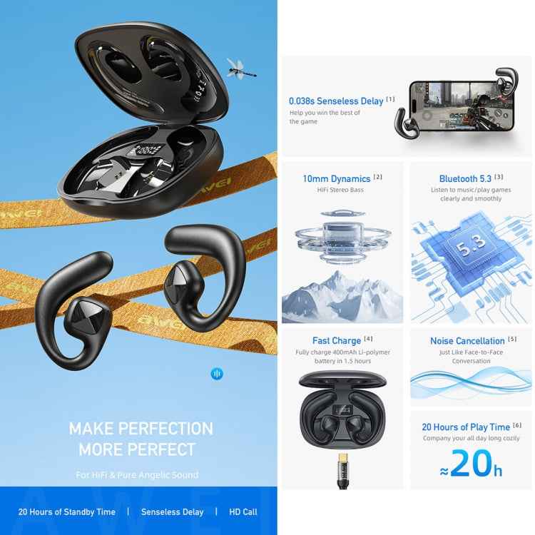 awei T67 Air Conduction TWS Bluetooth Earbuds