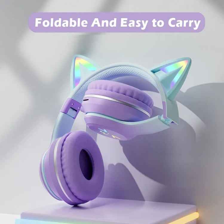 BT612 LED Cat Ear Single Sound Folding Bluetooth Earphone with Microphone