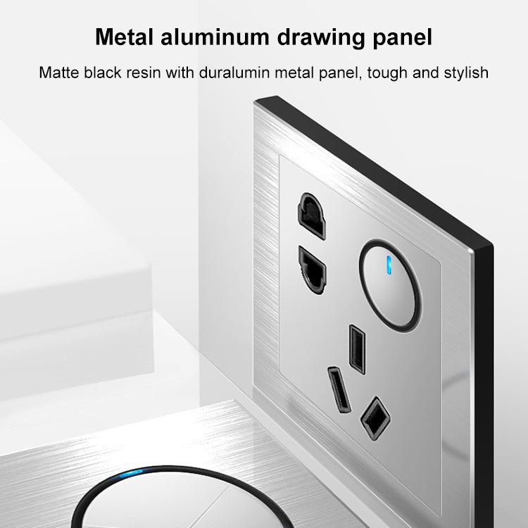 86mm Gray Aluminum Wire Drawing LED Switch Panel, One Billing Control, One Open Dual Control, Two Billing Control, Two Open Dual Control, Triple Billing Control, Triple Open Dual Control, Four Open Dual Control, One Open Multiple Control, Computer Sock...