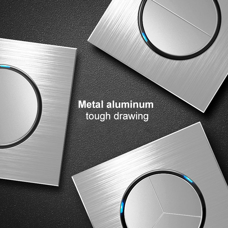 86mm Gray Aluminum Wire Drawing LED Switch Panel, One Billing Control, One Open Dual Control, Two Billing Control, Two Open Dual Control, Triple Billing Control, Triple Open Dual Control, Four Open Dual Control, One Open Multiple Control, Computer Sock...