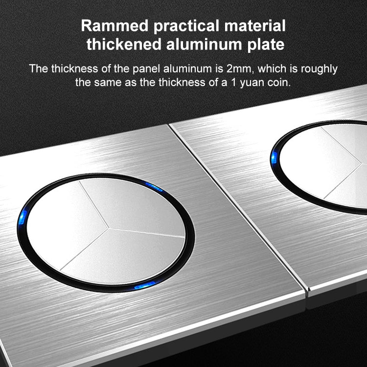 86mm Gray Aluminum Wire Drawing LED Switch Panel, One Billing Control, One Open Dual Control, Two Billing Control, Two Open Dual Control, Triple Billing Control, Triple Open Dual Control, Four Open Dual Control, One Open Multiple Control, Computer Sock...