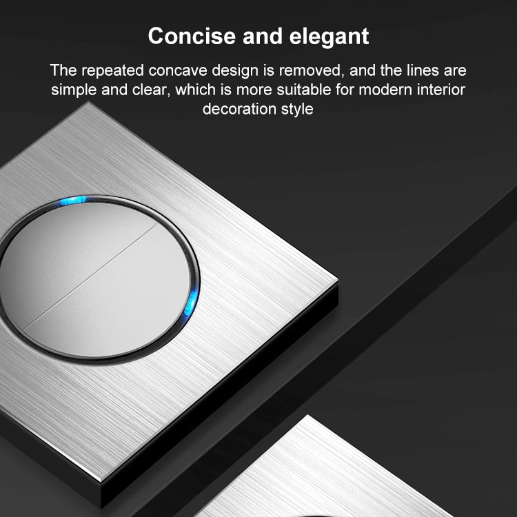 86mm Gray Aluminum Wire Drawing LED Switch Panel, One Billing Control, One Open Dual Control, Two Billing Control, Two Open Dual Control, Triple Billing Control, Triple Open Dual Control, Four Open Dual Control, One Open Multiple Control, Computer Sock...