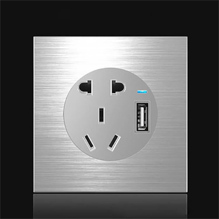 86mm Gray Aluminum Wire Drawing LED Switch Panel, One Billing Control, One Open Dual Control, Two Billing Control, Two Open Dual Control, Triple Billing Control, Triple Open Dual Control, Four Open Dual Control, One Open Multiple Control, Computer Sock...