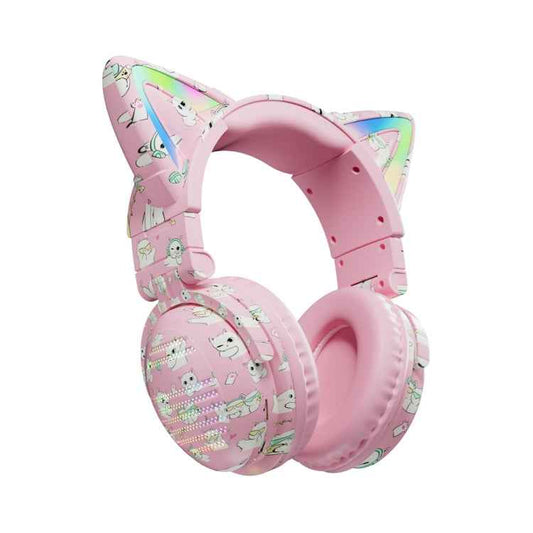 VJ371 Tuya RGB Cat Ear Wireless Bluetooth Earphone with Detachable Microphone
