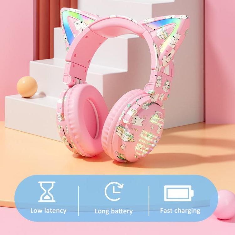 VJ371 Tuya RGB Cat Ear Wireless Bluetooth Earphone with Detachable Microphone