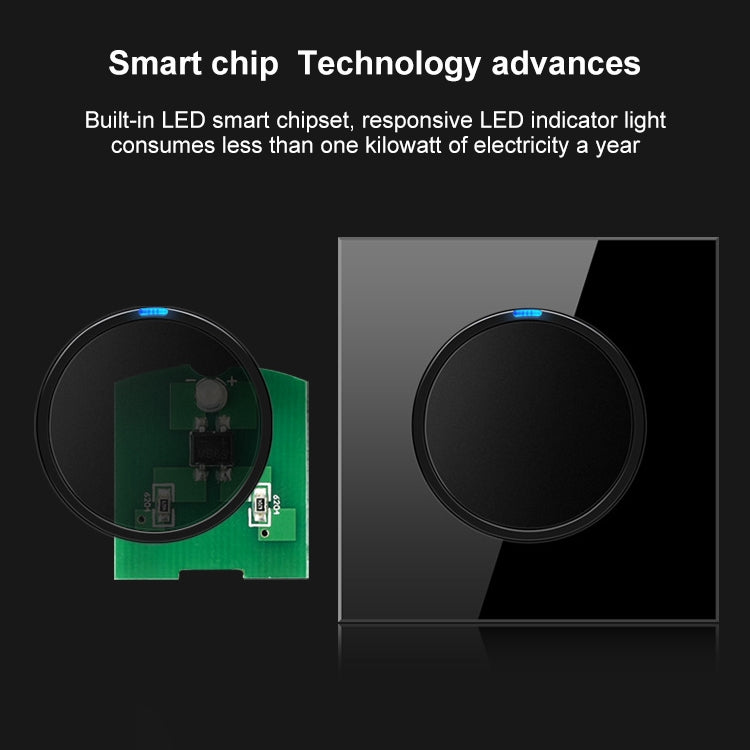 86mm Round LED Tempered Glass Switch Panel, Black Round Glass, One Open Dual Control, Two Billing Control, Two Open Dual Control, Three Billing Control, Three Open Dual Control, Four Billing Control, Four Open Dual Control, One Open Multiple Control   ...