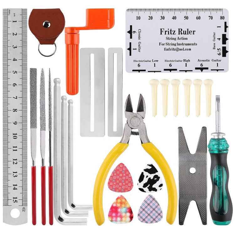 Guitar Repair Tool Set, File Wrench, Chord Cut And Winder, Frets Polishing