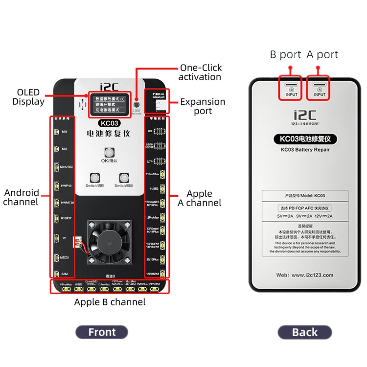 i2C KC03 Multi-function Battery Activation Detection Repair Device for iPhone 6-15 Pro Max / Android, KC03