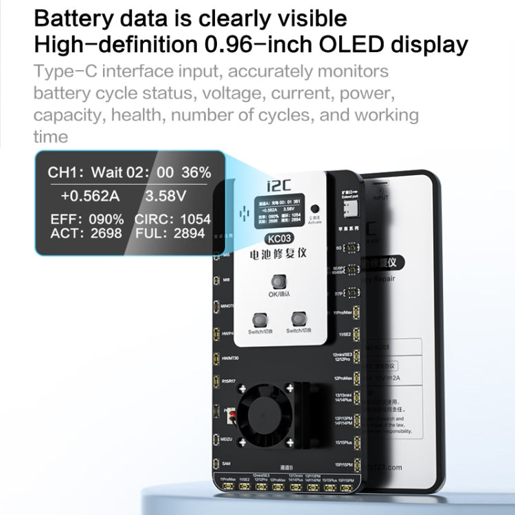 i2C KC03 Multi-function Battery Activation Detection Repair Device for iPhone 6-15 Pro Max / Android, KC03