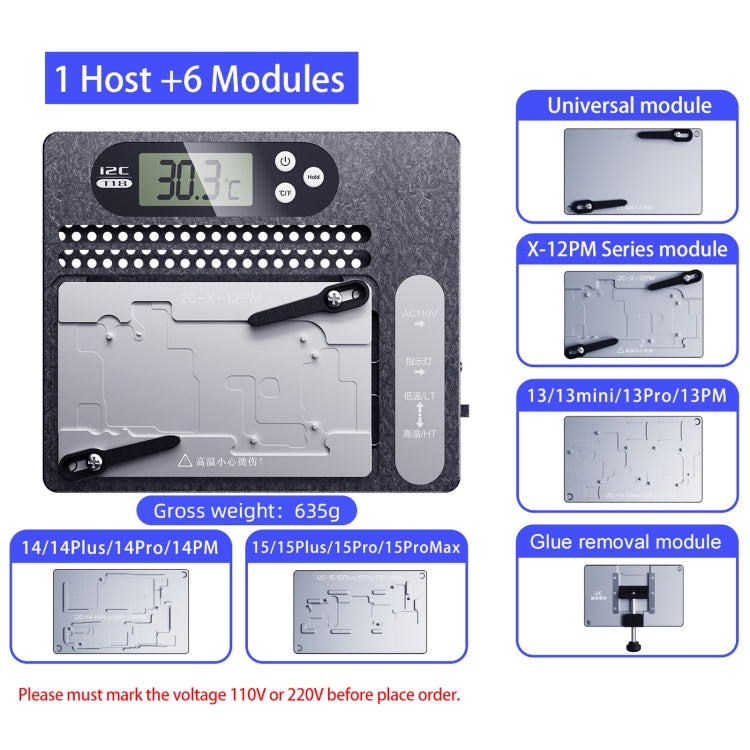 i2C T18 LCD Display PCB Motherboard Layered Desoldering Station For iPhone X-15 Pro Max with Glue Removal Module, For iPhone X-15 Pro Max Module+Glue Removal Module