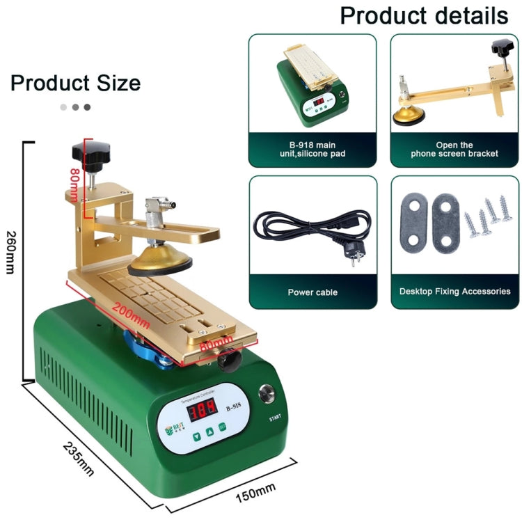 BEST B-918A 7 inch 110V Vacuum Pump LCD Screen Rotary Heating Platform Separator, US Plug, EU Plug