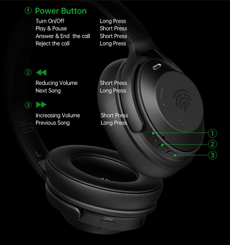 A06 Wireless ANC Noise Canceling Headset Over Ear Bluetooth Headphone