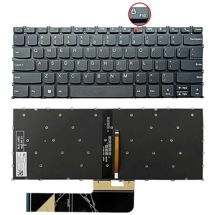 US Version Laptop Backlight Keyboard, F10 Key with Lock Icon, For Lenovo IdeaPad 5 / Yoga Slim 7 Pro (with Lock Icon)