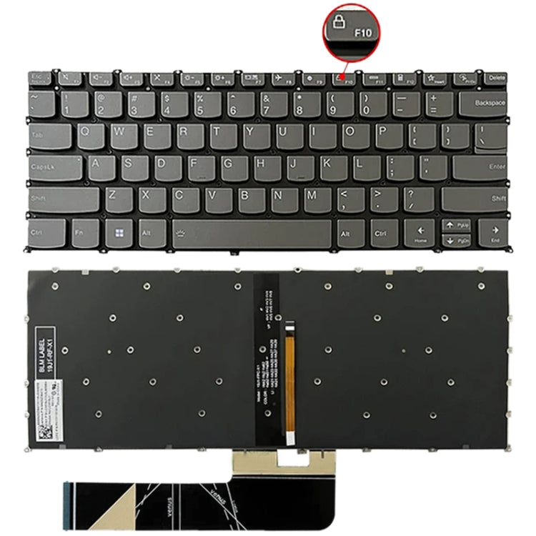 US Version Laptop Backlight Keyboard, F10 Key with Lock Icon, For Lenovo IdeaPad 5 / Yoga Slim 7 Pro (with Lock Icon)