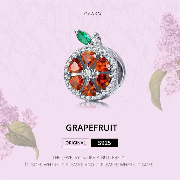 S925 Sterling Silver Fruit Red Pomelo Beads DIY Bracelet Necklace Accessories