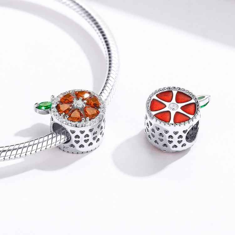 S925 Sterling Silver Fruit Red Pomelo Beads DIY Bracelet Necklace Accessories