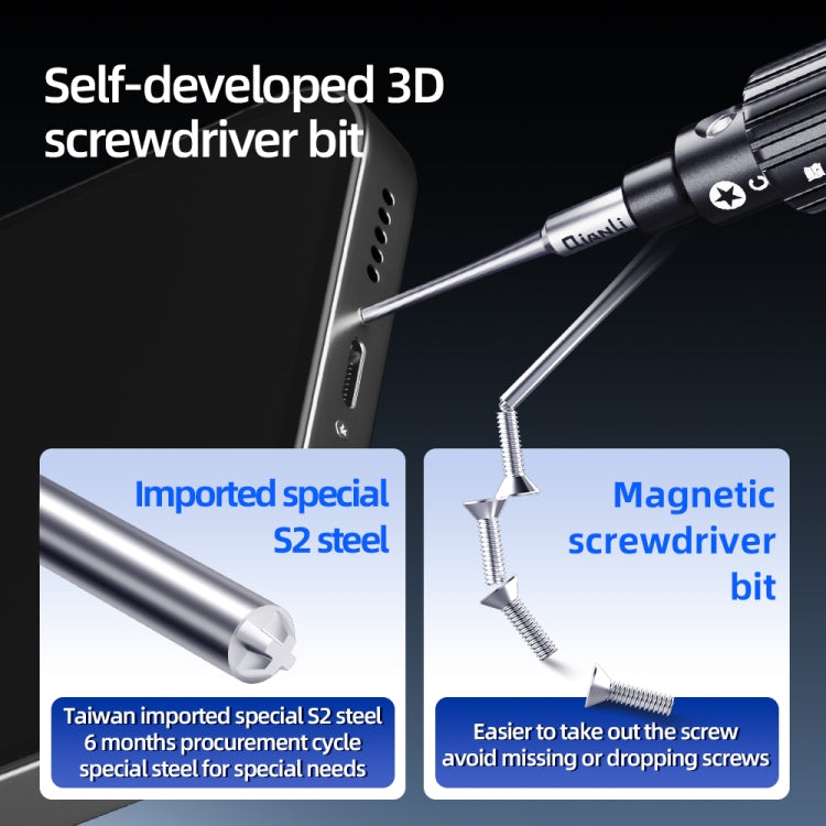 5 in 1 QianLi iWhale Special S2 Steel Magnetic Torque 3D Screwdriver, A/B/C/D/E
