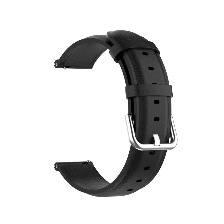 22mm Leather Strap with Round Tail Buckle, For Ticwatch Pro 2020, For Huawei Watch GT2E, For Samsung Galaxy Watch 3 45mm