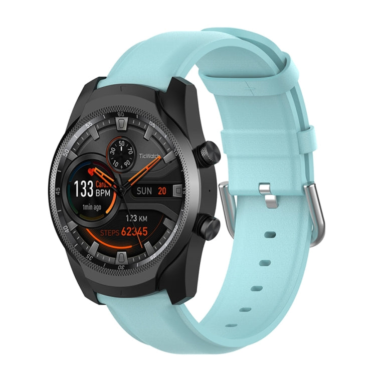 22mm Leather Strap with Round Tail Buckle, For Ticwatch Pro 2020, For Huawei Watch GT2E, For Samsung Galaxy Watch 3 45mm