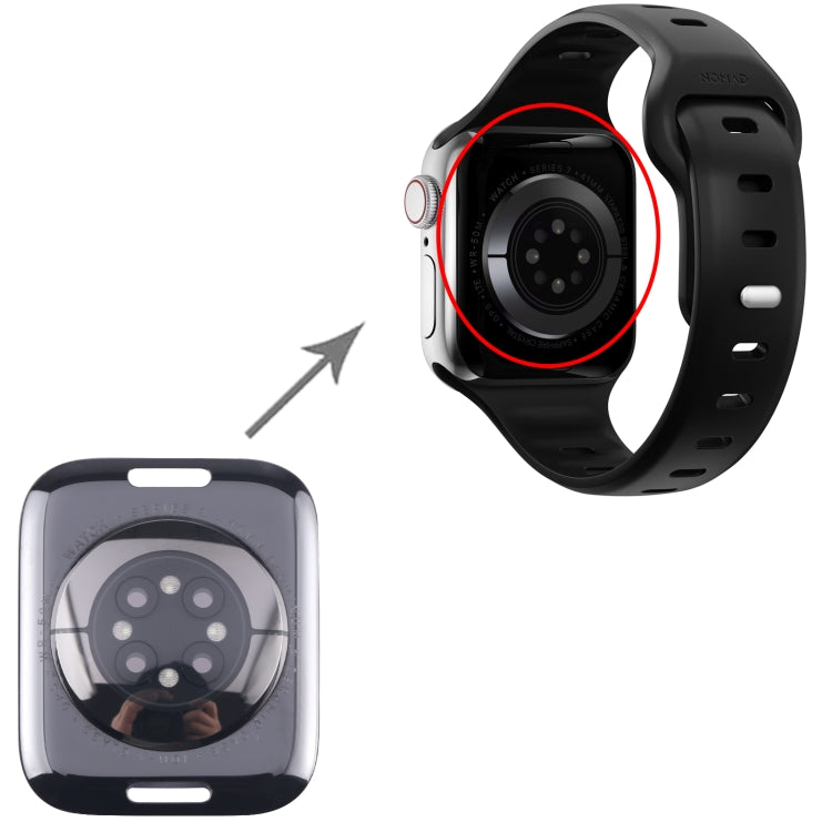 Glass Back Cover With Charging Module, For Apple Watch Series 9 41mm GPS, For Apple Watch Series 8 41mm GPS, For Apple Watch Series 8 45mm LTE, For Apple Watch Series 7 41mm GPS, For Apple Watch Series 7 45mm LTE