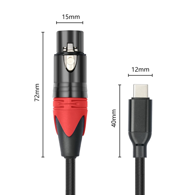 TY03RE Type-C Male to XLR Female Audio Cable for Dynamic Microphone, 1m, 2m, 3m