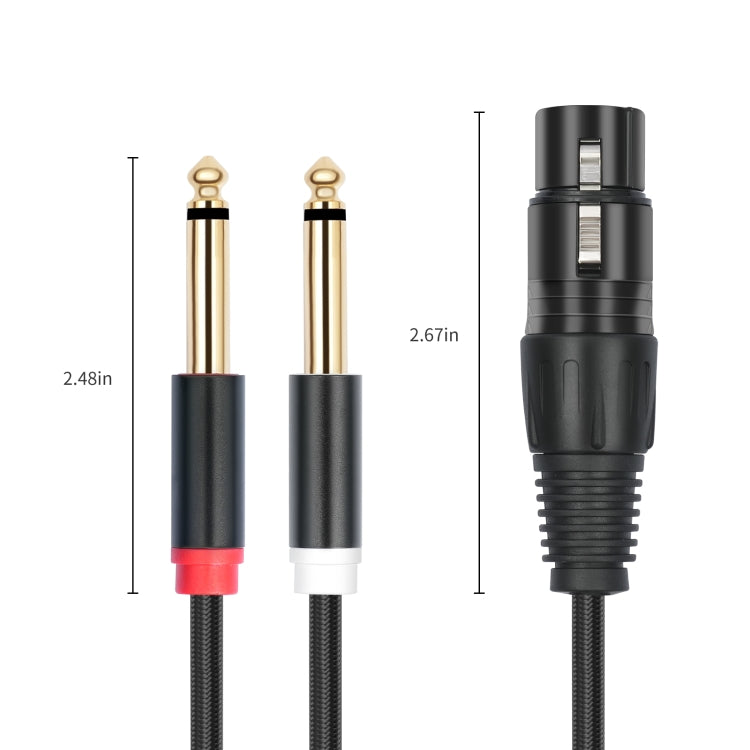 2020Y63 XLR Female to Dual 6.35mm 1/4 TRS Male Y-type Audio Cable, 1m, 2m, 3m