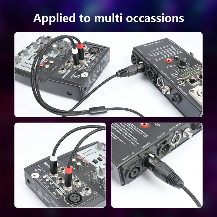 2020Y63 XLR Female to Dual 6.35mm 1/4 TRS Male Y-type Audio Cable, 1m, 2m, 3m
