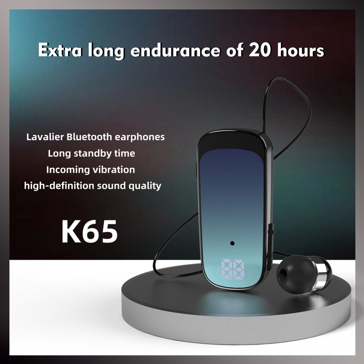 K65 Business Lavalier Retractable Cable Bluetooth Earphone