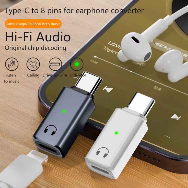 8 Pin Female to Type-C Male Adapter Hi-Fi Audio Sound Card Connector