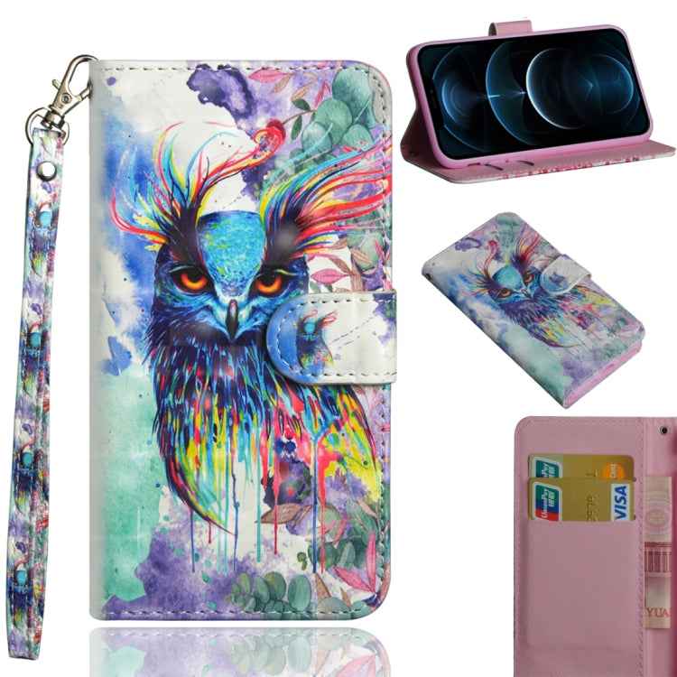 3D Painting Pattern Horizontal Flip TPU + PU Leather Case with Holder & Card Slots & Wallet, For iPhone 12 mini, For iPhone 12 / 12 Pro, For iPhone 12 Pro Max, For Xiaomi Redmi 9