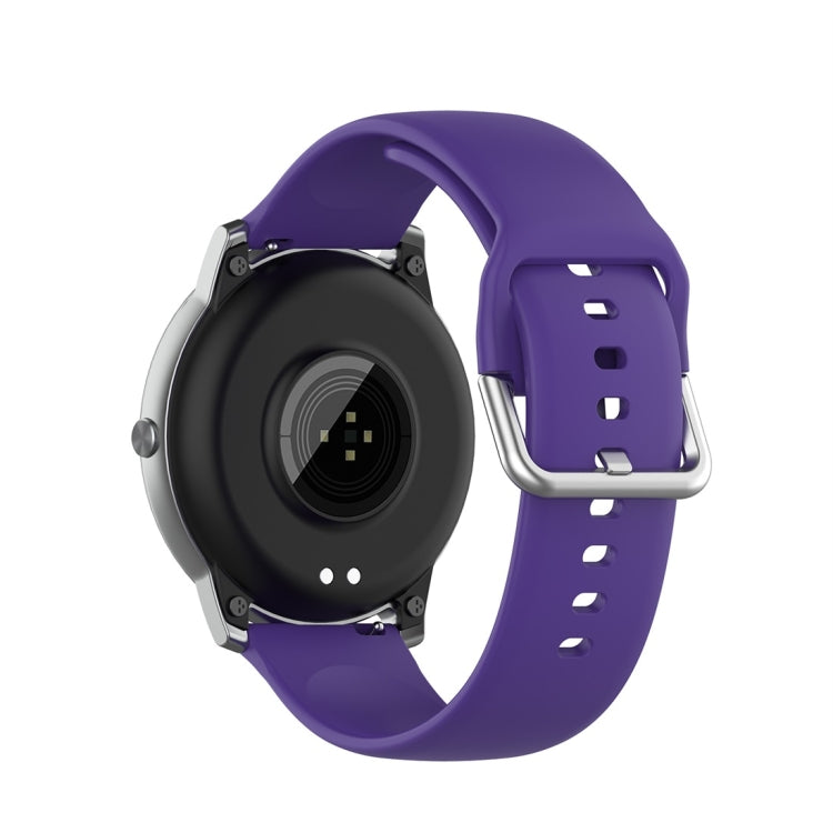 Silicone Solid Color Silver Buckle Strap, Size: 22mm, For Xiaomi Haylou Solar LS05