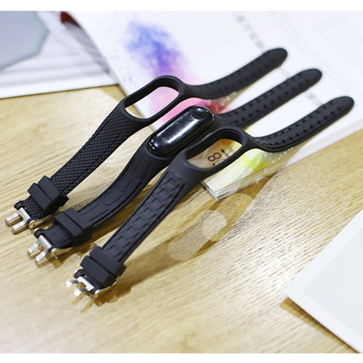 For Xiaomi Mi Band 4 / 3 Silicone Two-color Thread Replacement Strap Watchband, Single Bead Texture, Honeycomb Texture, Bamboo Joint Texture