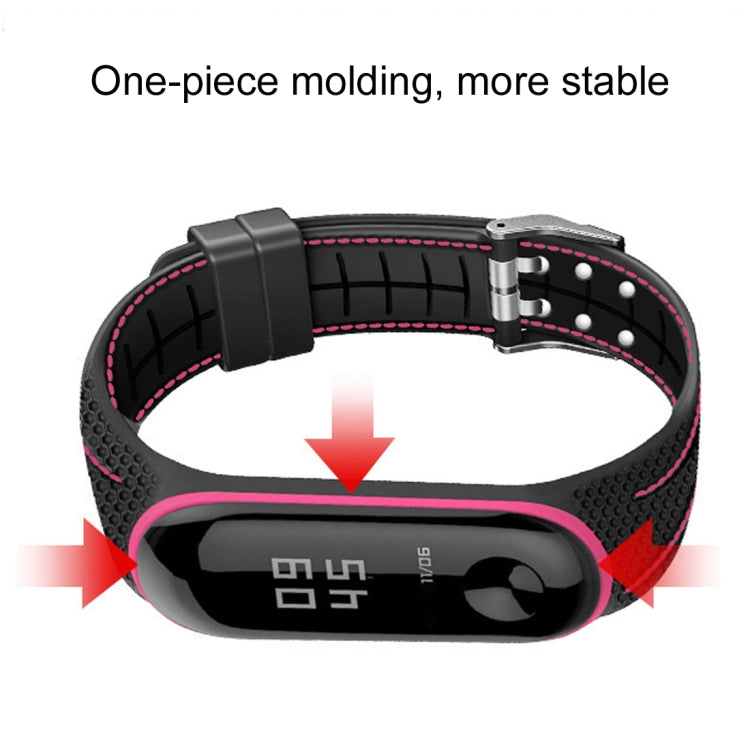 For Xiaomi Mi Band 4 / 3 Silicone Two-color Thread Replacement Strap Watchband, Single Bead Texture, Honeycomb Texture, Bamboo Joint Texture