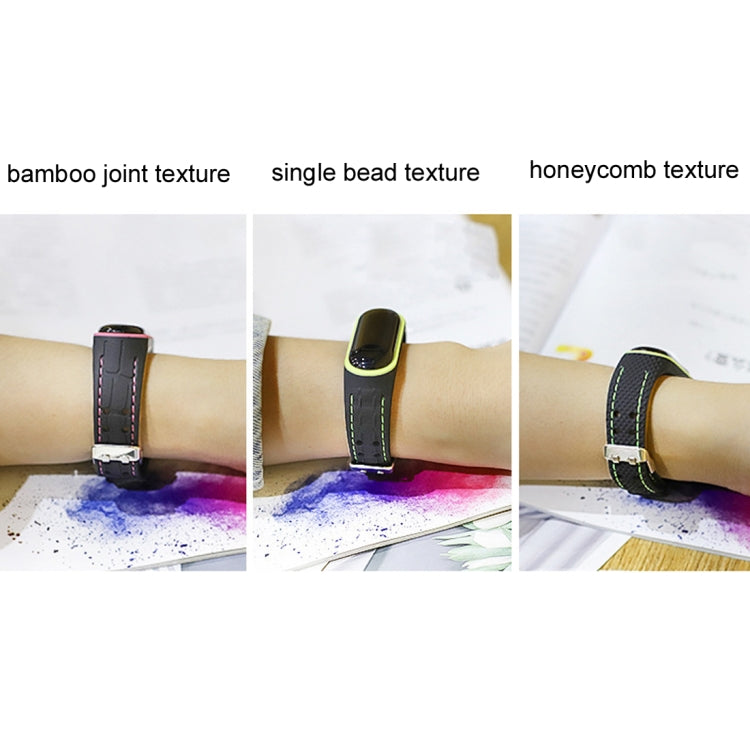 For Xiaomi Mi Band 4 / 3 Silicone Two-color Thread Replacement Strap Watchband, Single Bead Texture, Honeycomb Texture, Bamboo Joint Texture