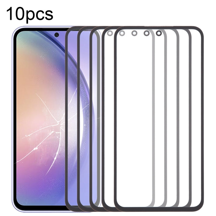 10pcs Front Screen Outer Glass Lens with OCA Optically Clear Adhesive, For Samsung Galaxy F15 SM-E156B, For Samsung Galaxy A15 5G SM-A156B, For Samsung Galaxy A55 SM-A556B, For Samsung Galaxy A35 SM-A356B, For Samsung Galaxy S24+ SM-S926B��������������...